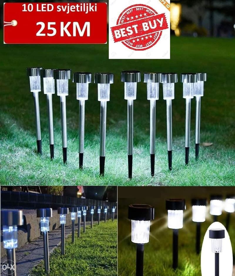 10 SOLARNIH LED SVJETILJKI LAMPI ZA DVORIŠTE