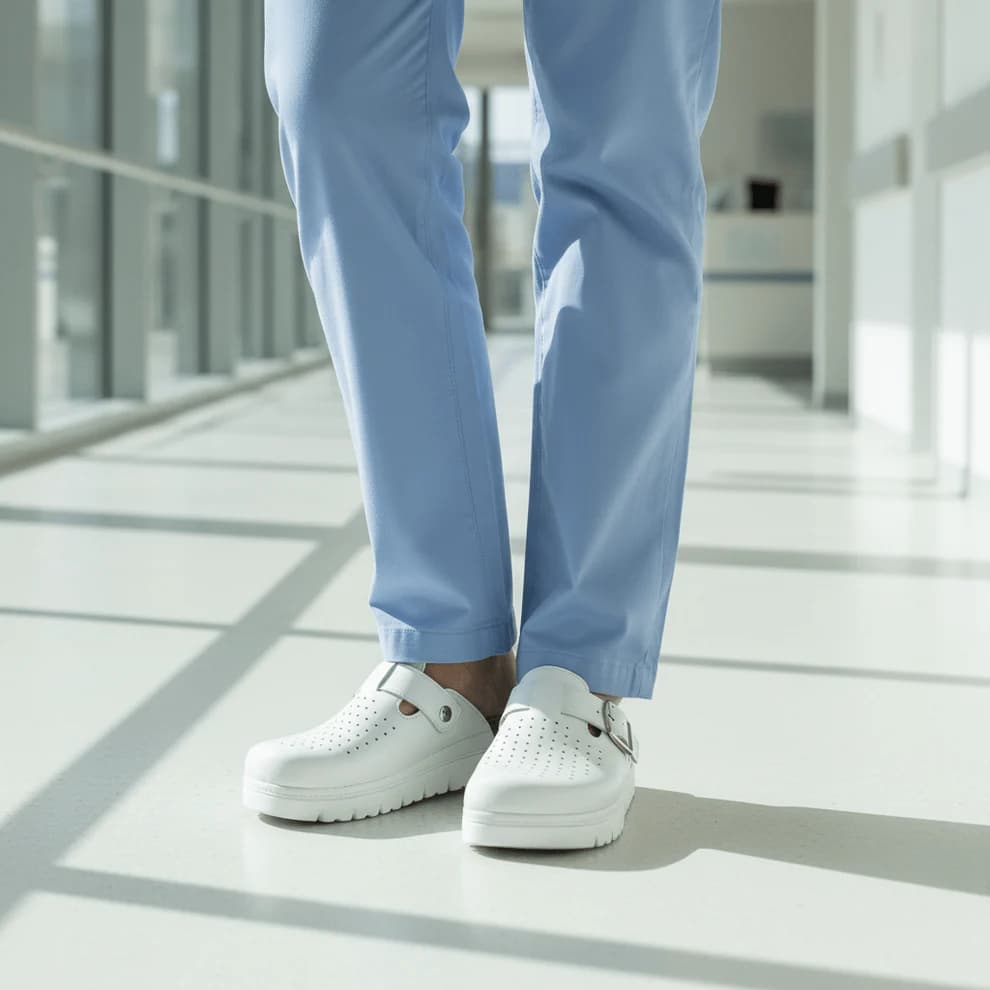 Bijele Medicinske Papuče sa Kopčom 2